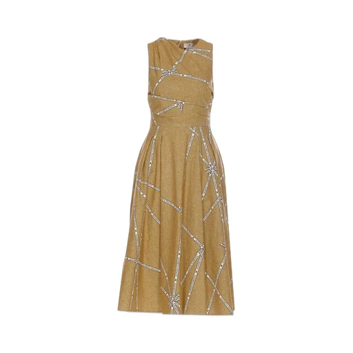 Patterned Sleeveless Midi Dress