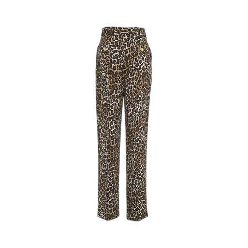 Double-Dart Animalier CrÊPe Straight Trousers