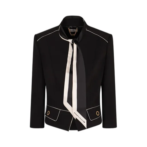 Two-Tone Foulard Scarf Detailed CrÊPe Jacket