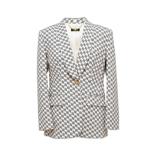 Single-Breasted Logo Printed Jacket