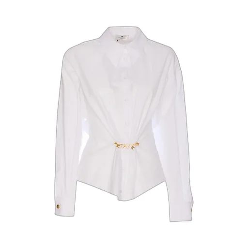 Brooch Detailed Striped Poplin Shirt