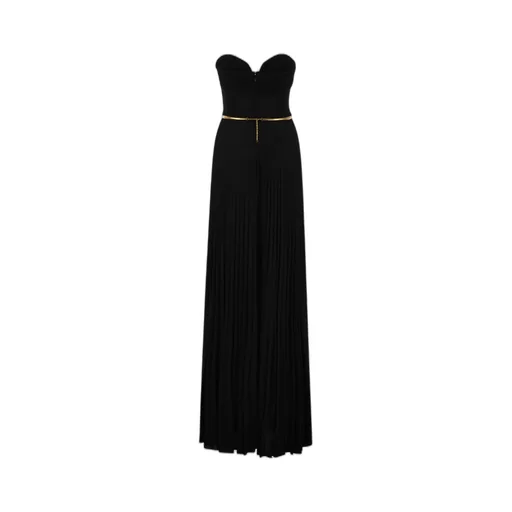 Pleated Belted Carpet Dress