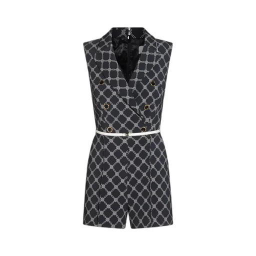 Diamond Printed Double-Breasted Jumpsuit