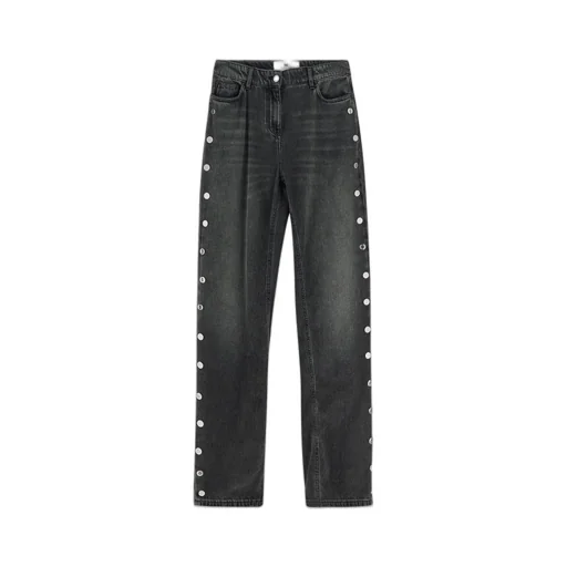 Buttoned Straight Jeans