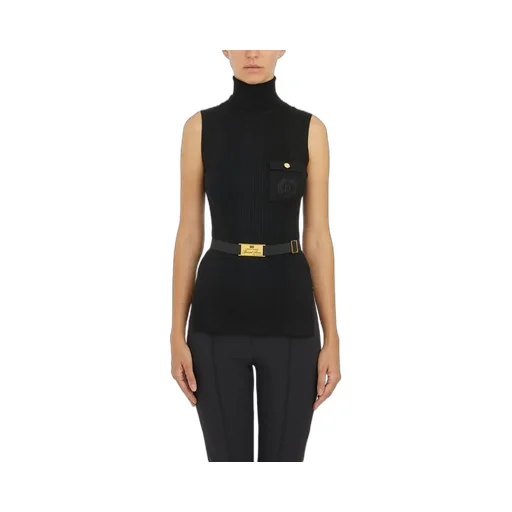 Logo Embroidered Narrow-Ribbed Turtleneck Top