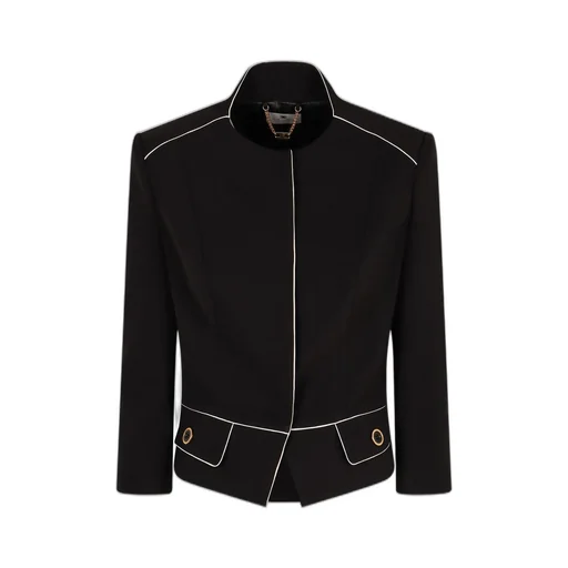 Two-Tone Foulard Scarf Detailed CrÊPe Jacket