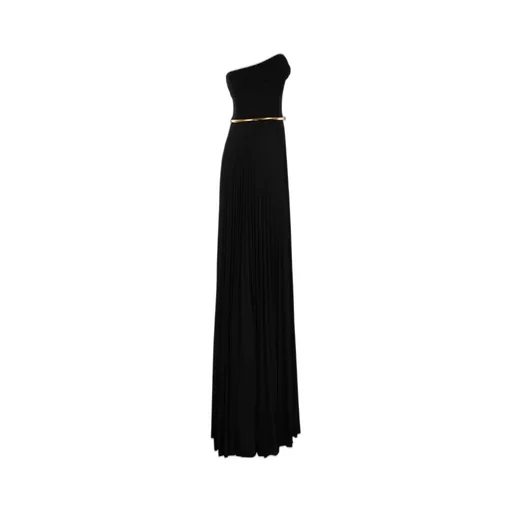 Pleated Belted Carpet Dress