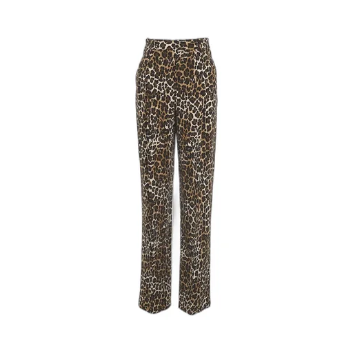 Double-Dart Animalier CrÊPe Straight Trousers
