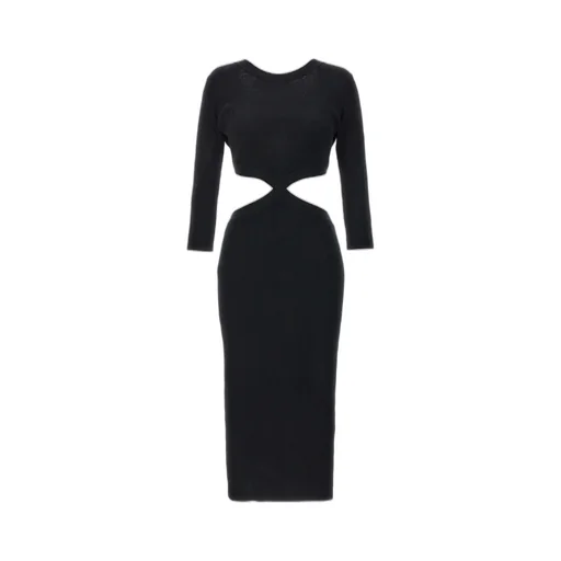 Cut-Out Detailed Ribbed Midi Dress
