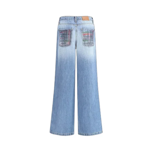 Paint-Splatter Wide-Leg Jeans