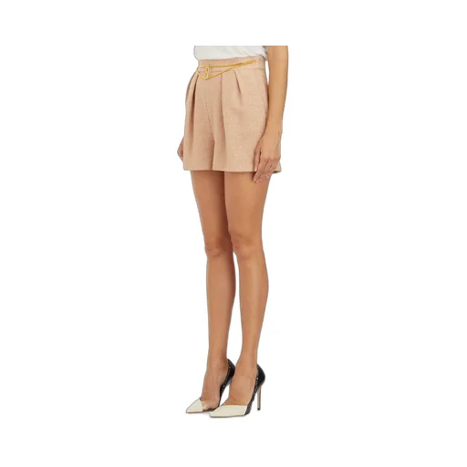 Logo Plaque Laminated Tweed Shorts