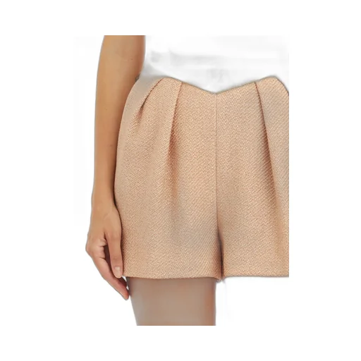 Logo Plaque Laminated Tweed Shorts