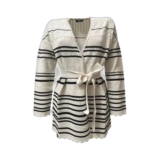 Tied-Waist Striped Cardigan