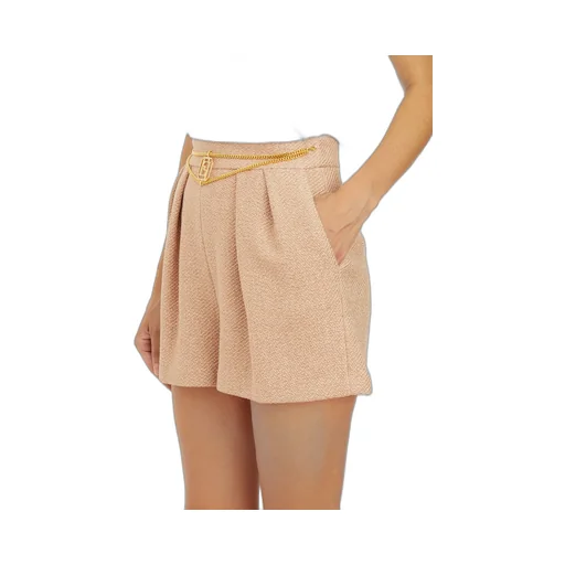 Logo Plaque Laminated Tweed Shorts