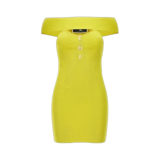 Logo Lettering Ribbed Mini Dress