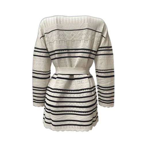 Tied-Waist Striped Cardigan