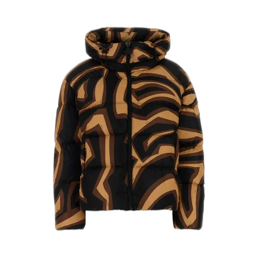 Abstract Printed Hooded Padded Jacket