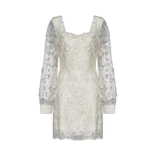 Sequin-Embellished Square Neck Mini Dress