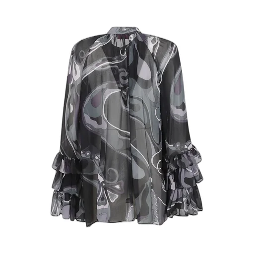 Orchidee Print Ruffled Blouse