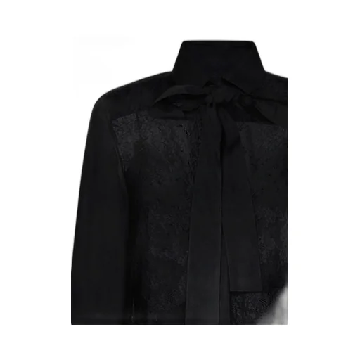 Pussy-Bow Straight Hem Blouse