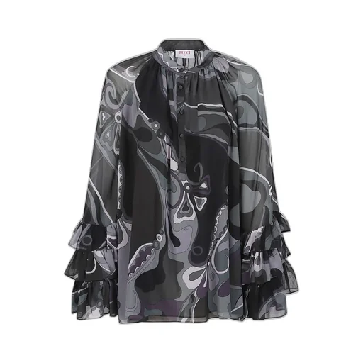 Orchidee Print Ruffled Blouse
