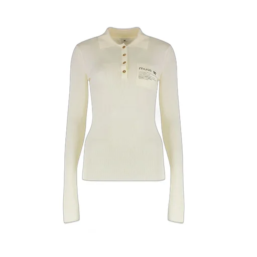 Lettering Detailed Knitted Polo Shirt