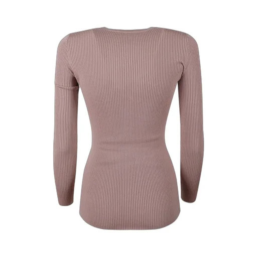 Ribbed Knit Top With Breast Pocket