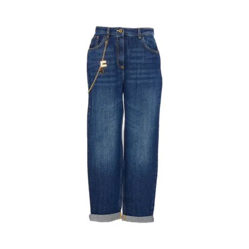 Logo Pendant Chain Embellished Jeans