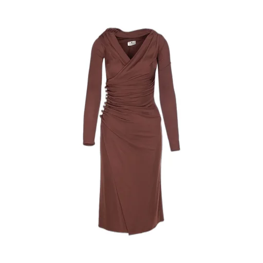 Embellished Button Jersey Dress