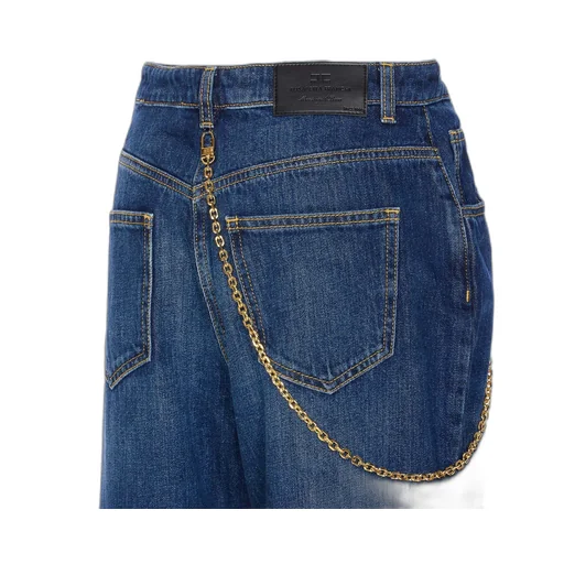 Logo Pendant Chain Embellished Jeans