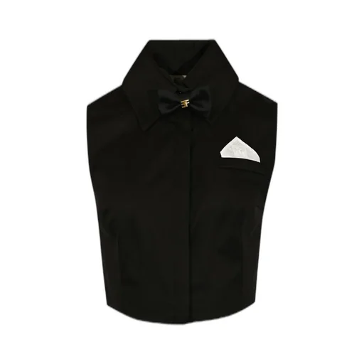 Bow Tie Embellished Cropped Shirt