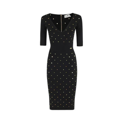 Embellished V-Neck Knitted Dress
