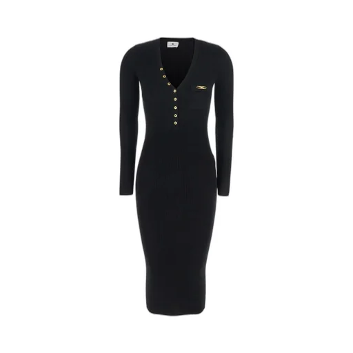 Long Sleeved V-Neck Ribbed Dress