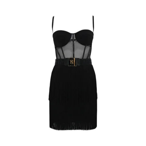 Fringes Tulle Mini Dress
