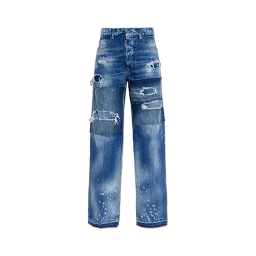 Distressed Straight-Leg Jeans
