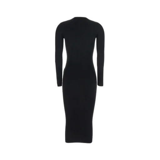 Long Sleeved V-Neck Ribbed Dress