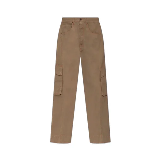 Wide-Leg Buttoned Cargo Trousers