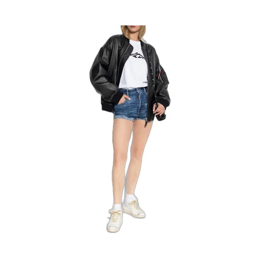 Logo Patch Distressed Shorts