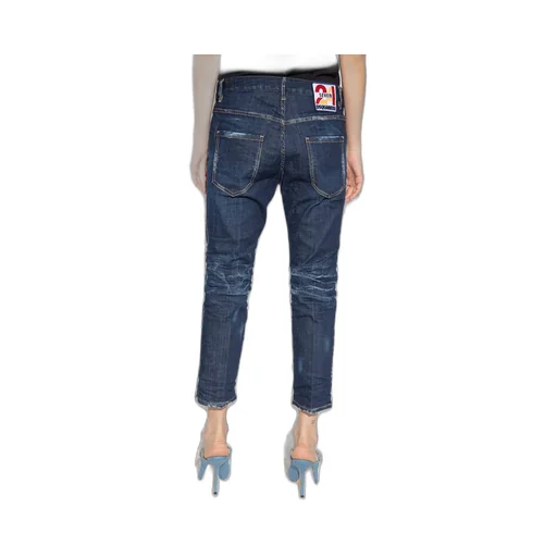 Straight-Leg Cropped Distressed Jeans