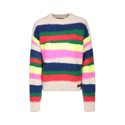 Horizontal-Stripe Chunky-Knit Crewneck Jumper