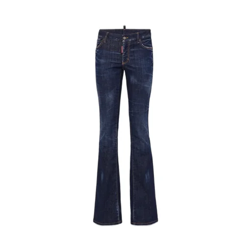 Dark Clean Washed Medium-Waist Flare Jeans