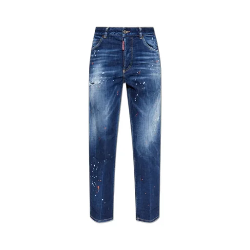 Distressed Straight-Leg Jeans