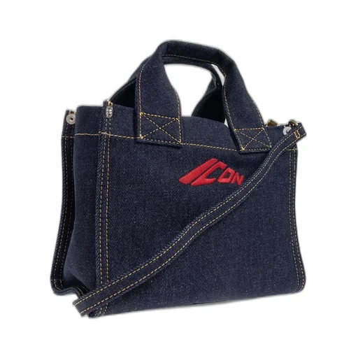 Icon Logo Embroidered Mini Denim Tote Bag