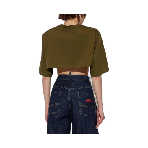 Logo Embroidered Cropped T-Shirt