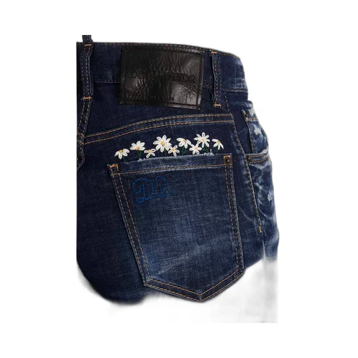 Embroidered Distressed Effect Jeans