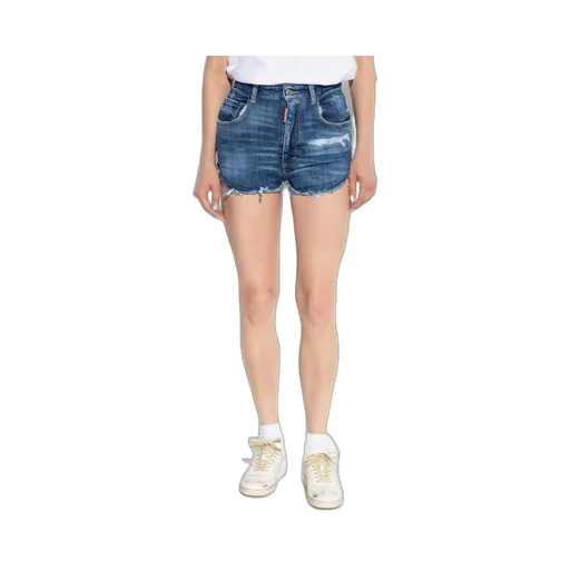 Logo Patch Distressed Shorts