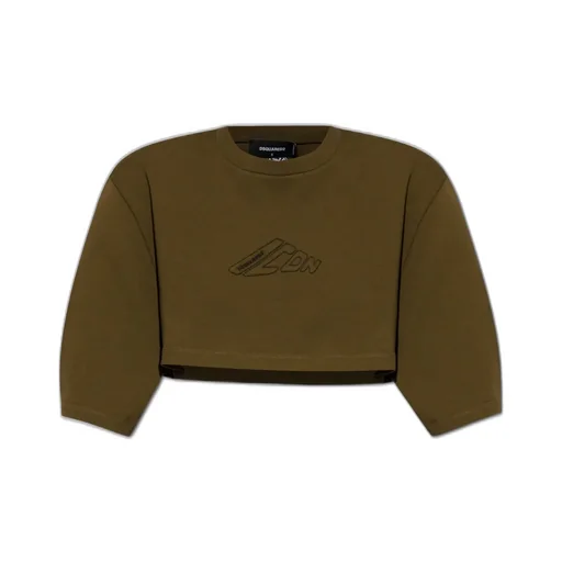 Logo Embroidered Cropped T-Shirt