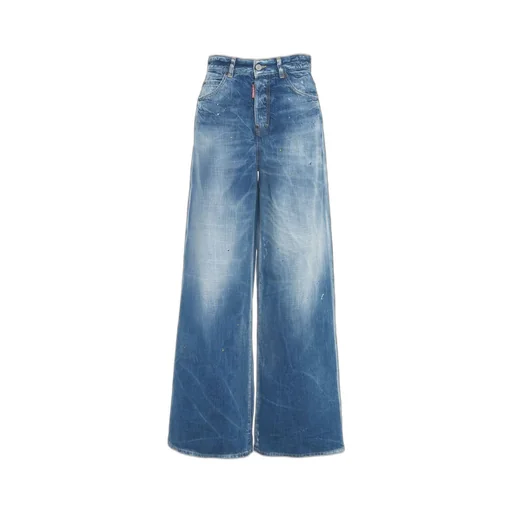Wide-Leg Distressed Jeans