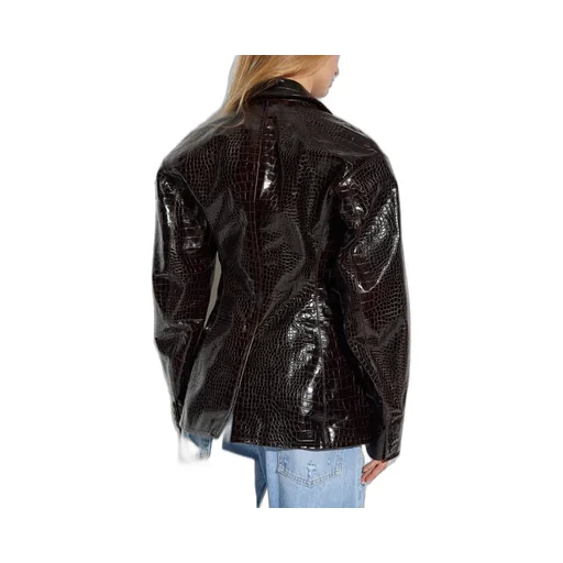 Single Breasted Embossed Leather Jacket