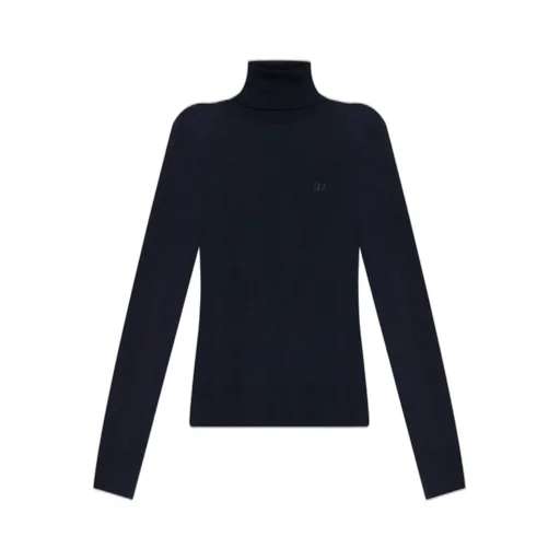 Logo Embroidered Turtleneck Knit Jumper
